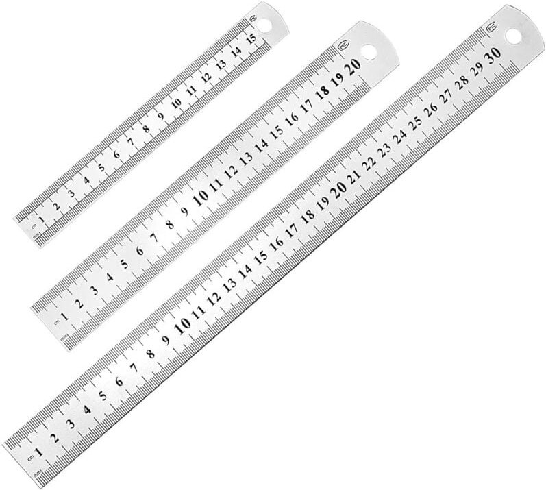 Lineal, 15 cm, 20 cm, 30 cm, Lineal-Werkzeug für Studenten und Büro (Lineal aus Edelstahl), Silber