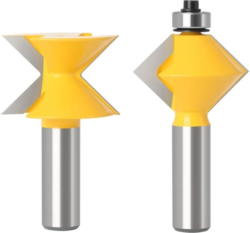 Alovez - Fräser für die Holzbearbeitung, 2er-Set, 12-mm-Schaft, V-Design, 90-Grad-Flecknut