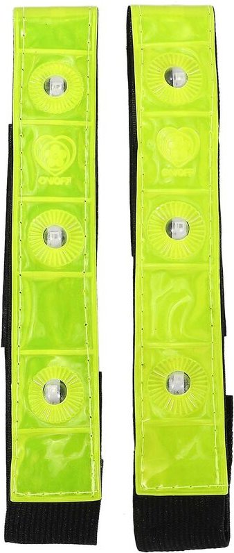 Woosien - 2 x reflektierendes Band, Arm- und Beingurt, Gürtel, 4 LED-Licht, Radfahren, Laufen, Joggen