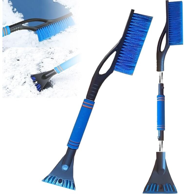 Eiskratzer und Schneebürste (2 in 1), abnehmbare Winter-Schneebürste, Schneeschaber fürs Auto, Windschutzscheiben-Eissch...