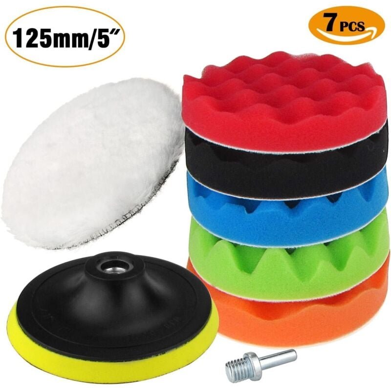 Thumbnail - 125 mm Polierschwamm, Auto-Polierschwamm & Polierwachs-Sets aus Wolle, Polierpads mit M10-Bohradapter - RWAuto & Motorra...