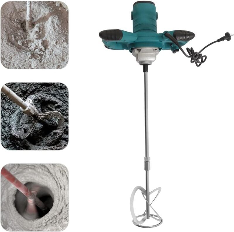 Betonmischer, 2100W Elektrischer tragbarer Betonmischer zum Mischen von Mörtel, 6-Geschwindigkeits-einstellbarer Farbmis...