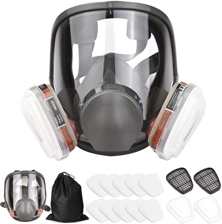 16-in-1-Vollmaske aus Silikon. 1 Maskenkörper + 2 x Filterkartuschen 3 + 2 x Filterkappen + 10 Filterpads + 1 Aufbewahru...