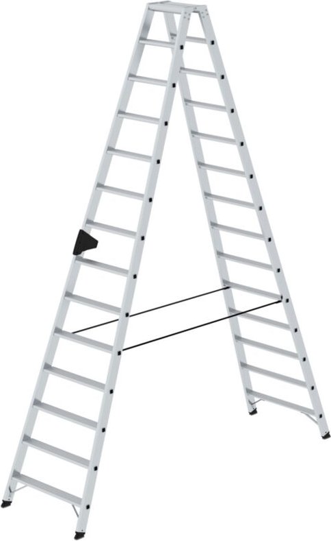 Thumbnail - Günzburger Steigtechnik Stufen-Stehleiter beidseitig begehbar 2 x 14 Stufen - 040228