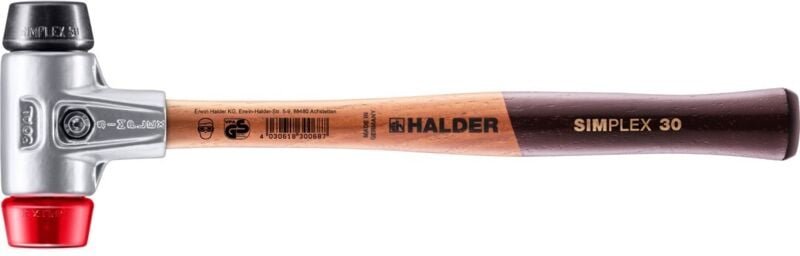 SIMPLEX-Schonhammer, Gummikomposition / Plastik mit Aluminiumgehäuse und hochwertigem Holzstiel D=30 mm 3126.030