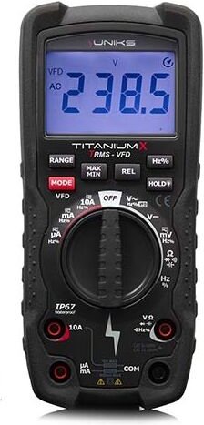 Industriell ultrabeständig Digitalmultimeter IP67 TRMS VFD CAT IV 600V, CAT III 1000V Uniks TITANIUMX