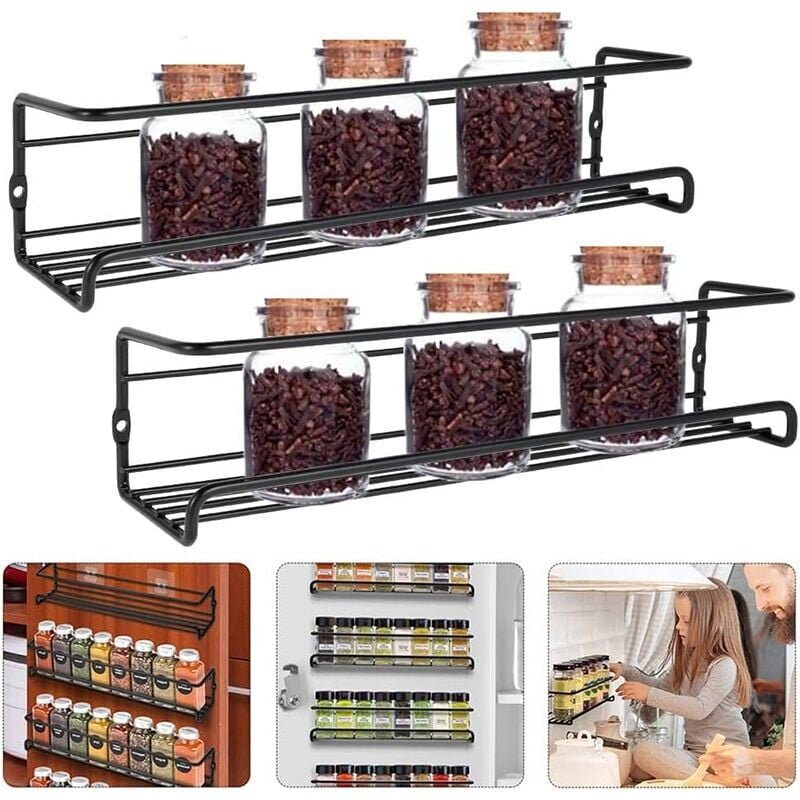 Stück Gewürzaufbewahrung für die Küche, Küchenaufbewahrungszubehör, Gewürzregal aus Metall ohne Bohren, Gewürzhalter für...