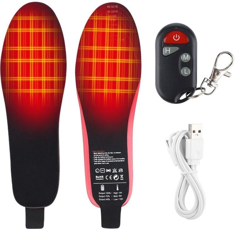 41-45) USB-beheizte Einlegesohlen mit 3-stufiger Temperatureinstellung – wiederaufladbare Thermo-Einlegesohlen – zuschne...