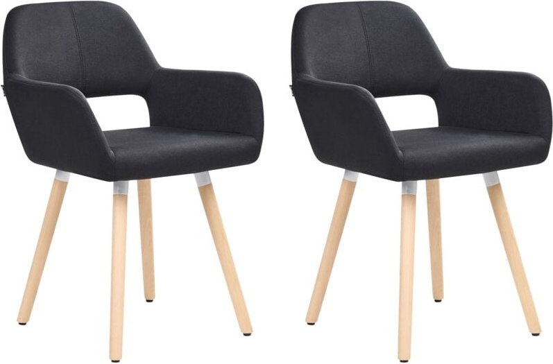 Beliani - Esszimmerstuhl 2er Set Schwarz Polsterbezug Holzbeine Retro-Stil