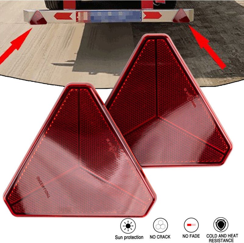Crediri 2-teiliger Dreieck-Anhänger-Reflektor, 15 x 15 x 15 cm, 70 mm Lochabstand, Anschraub- oder Anklebe-Reflektor, Li...