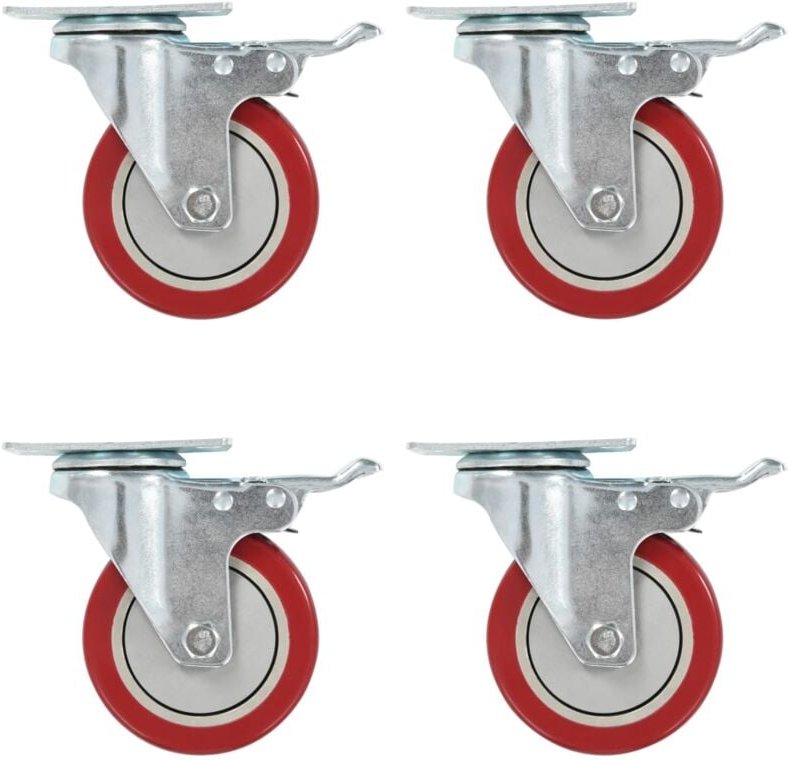 Lenkrollen mit Bremsen 4 Stk. 100 mm vidaXL