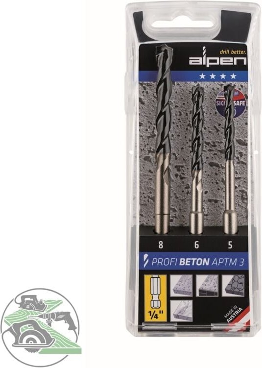 Aptms 3 0000101803100 Beton-Spiralbohrer-Set 3teilig 5 mm, 6 mm, 8 mm 1/4' (6.3 mm) 1 St. - Alpen