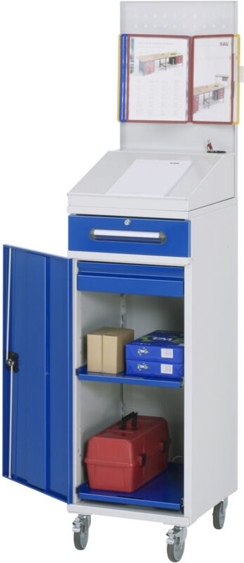 Beistellschrank Stehpult 04, B450xT520xH1235/1345/1895mm, mobil - RAU