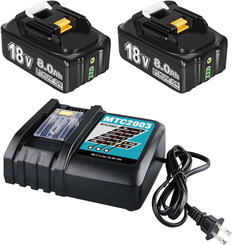 Pdstation - 2er-Pack 18 v 8 Ah Ersatzakkus, kompatibel mit 3 a DC18RC-Ladegerät, kompatibel mit Makita 18 Volt Akku BL18...