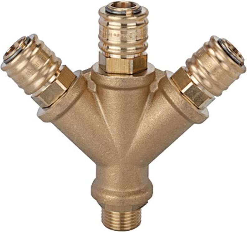 Riegler Verteiler mit 3 Schnellverschlusskupplungen NW 7,2, G 1/2 AG