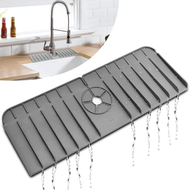Thumbnail - Wasserhahnmatte, Silikon-Wasserhahngriff-Tropfschale, Spritzschutz für Küche, Badezimmer, Spülbeckenmatte, Abtropfmatte,...