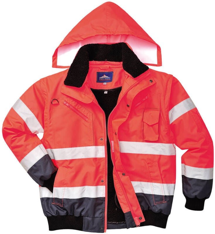 Bomber-Jacke 3-in-1 Hochsichtbarkeit Zweifarbig Rot/Navy M