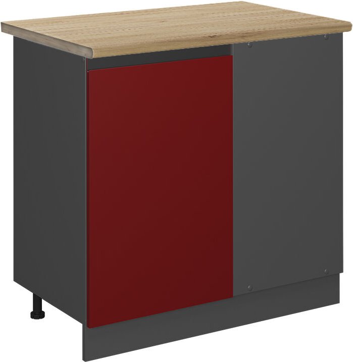 Vicco - Eckunterschrank R-Line, Rot, 86 cm, ap Eiche