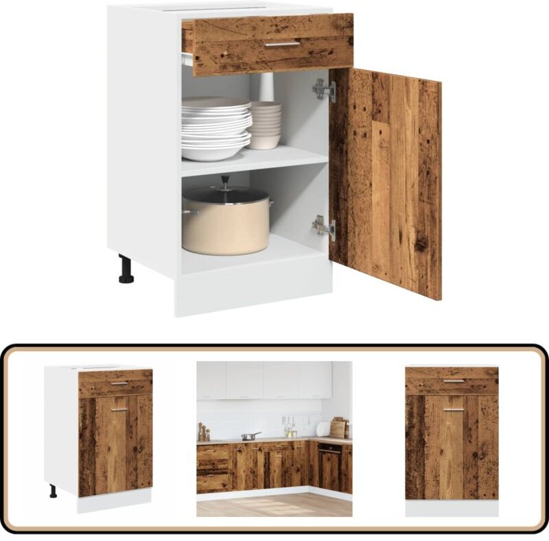 Schubunterschrank Altholz-Optik 50x46x81,5 cm Holzwerkstoff - Vidaxl