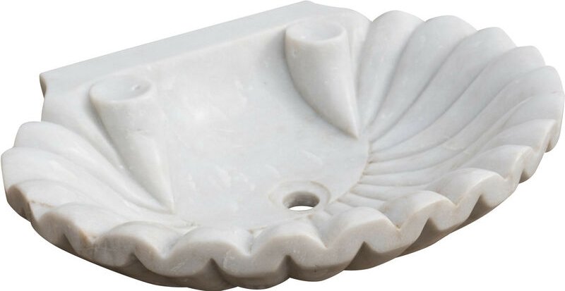 Muschelwaschbecken aus weißem Marmor L64xPR50xH12 cm