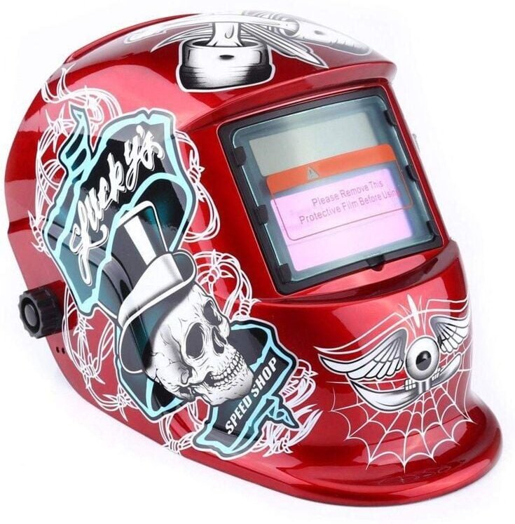 Schweißhelm, Schweißmaske Automatischer Schweißerschutz für mehr Modi wig mig mag Piratenrot 22,5 x 18 x 28 cm