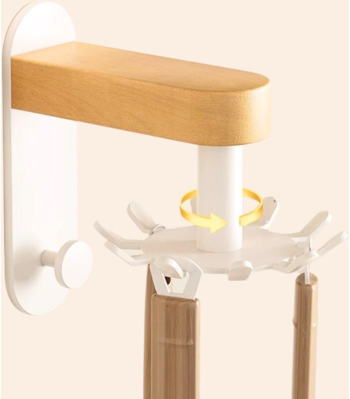 Selbstklebende WandhalterungKüchenutensilienständer aus Buchenholz in Weiß zum Aufhängen von Töpfen und Pfannen, Pfannen...