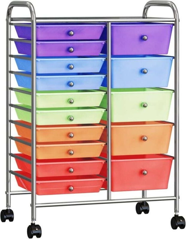 Xxl Schubladenwagen mit 15 Schubladen Mehrfarbig Kunststoff - Vidaxl