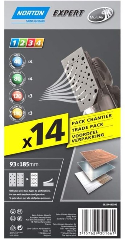 Norton Expert Schleifpapier 93x185mm Gemischt 14er ve Gelocht / Multi-Air