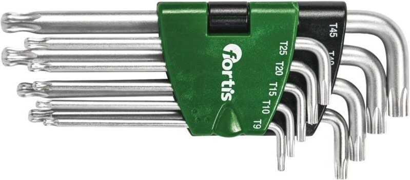 FP - Fortis Winkelschraubendreher-Clip 9-tlg. tx 9-45 lang, mit Kugelkopf