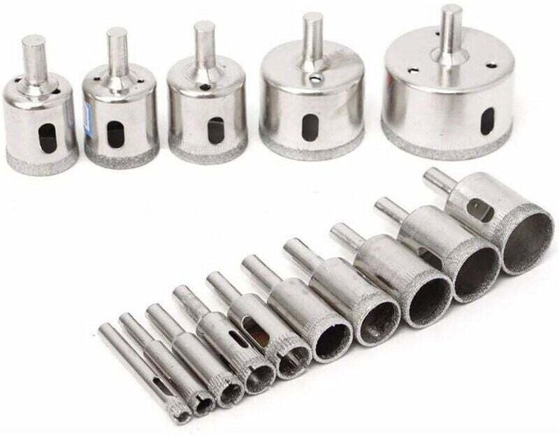 15pcs Scies-Cloches Trepans Diamant Foret Trou Carrelage Tuile Verre Marbre 6-50mm