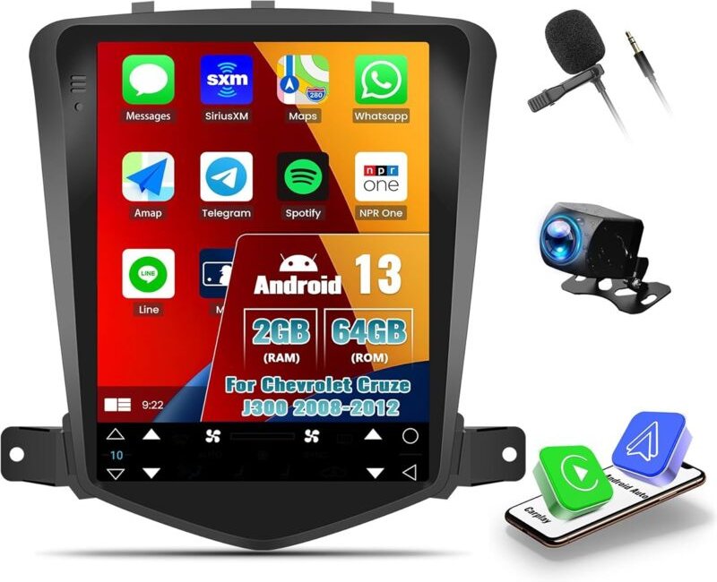 6+64G Android 13 Autoradio für Chevrolet Cruze J300 2008-2012 mit Wireless CarPlay Android Auto, 9,7" Touchscreen mit GP...