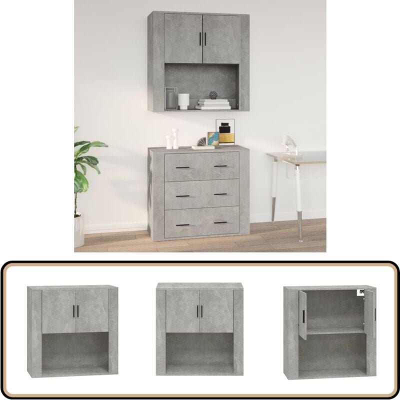 Wandschrank Betongrau 80x33x80 cm Holzwerkstoff - Hängeschrank - Wandschrank - Regal - Aufbewahrung - Wohnzimmer