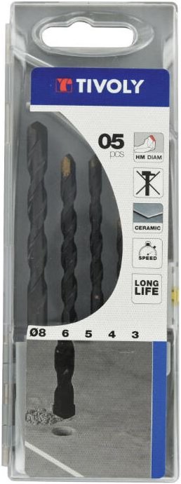 Fliesenbohrer-Set Ø3-4-5-6-8 mm Tivoly 12000370002