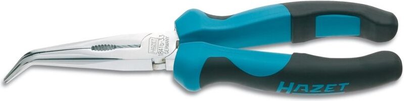 Flachrund-Zange 200 mm lang, stumpfwinklig gebogen (45°), hochglanzverchromt - Hazet