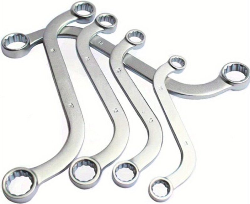 Thumbnail - S-förmiger Doppelmaulschlüsselsatz, Doppelmaulschlüsselsatz aus Chrom-Vanadium-Stahl, 5-teilig, metrisch, 10–19 mm - Lnt...
