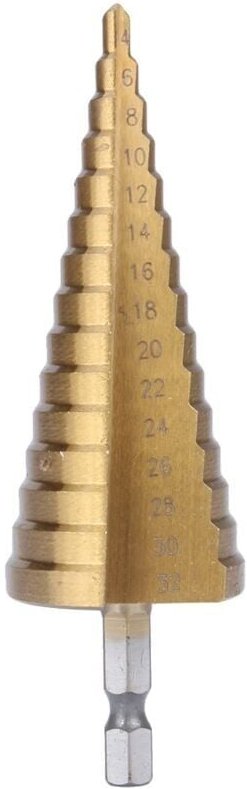 Thumbnail - Stufenbohrer, HSS-Senkbohrer mit Titanbeschichtung, Sechskantschaft, Doppelschlitz-Design, 4 mm – 32 mm, zum Schraubenzi...