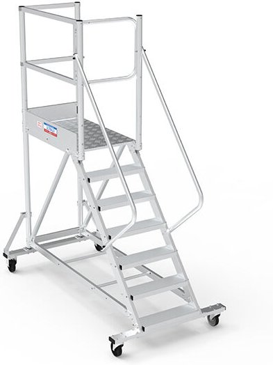 Mobile Plattform mit Geländer links und hinten 2 Zugangsrampen et portillon - Maximale Arbeitshöhe 3.80m - PTF109G-RSP