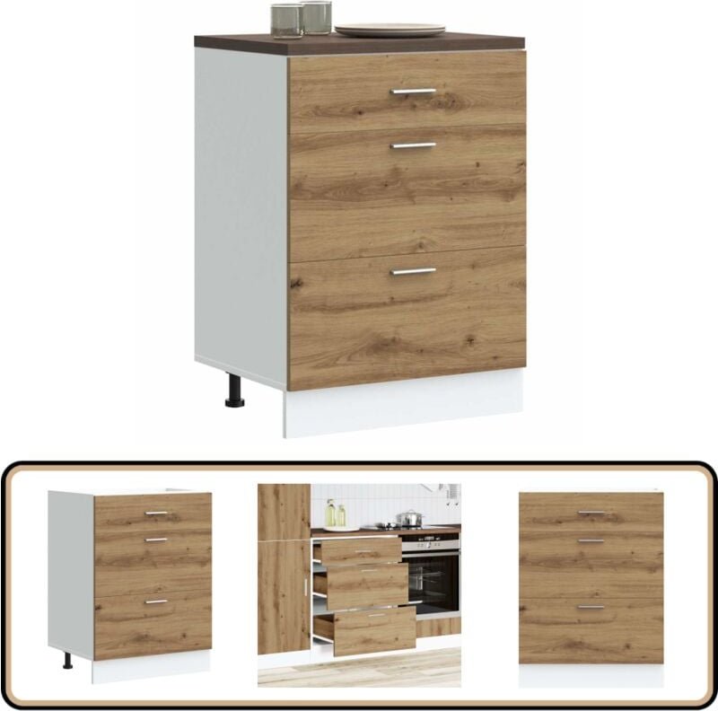 Küchenunterschrank Artisan-Eiche Holzwerkstoff - Vidaxl