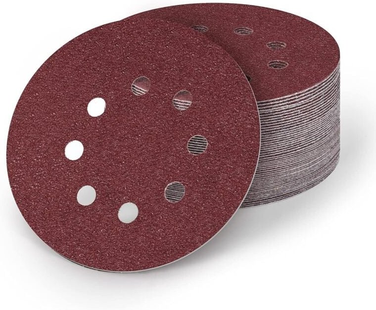 125 mm Schleifscheibe, 50 Stück runde Schleifscheibe, Schleifpapier, Holzschleifpapier für Körnung 80/120 (8 Löcher)