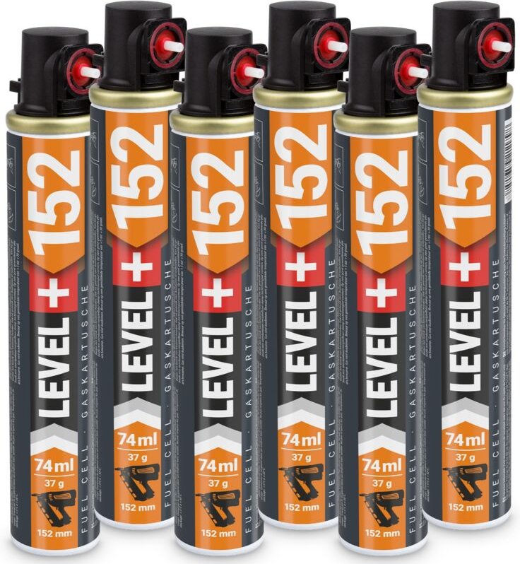 Level+ Gaskartusche 152mm 74ml Fuel Cell Ersatzgas für Nagler L+152 - 6 St.