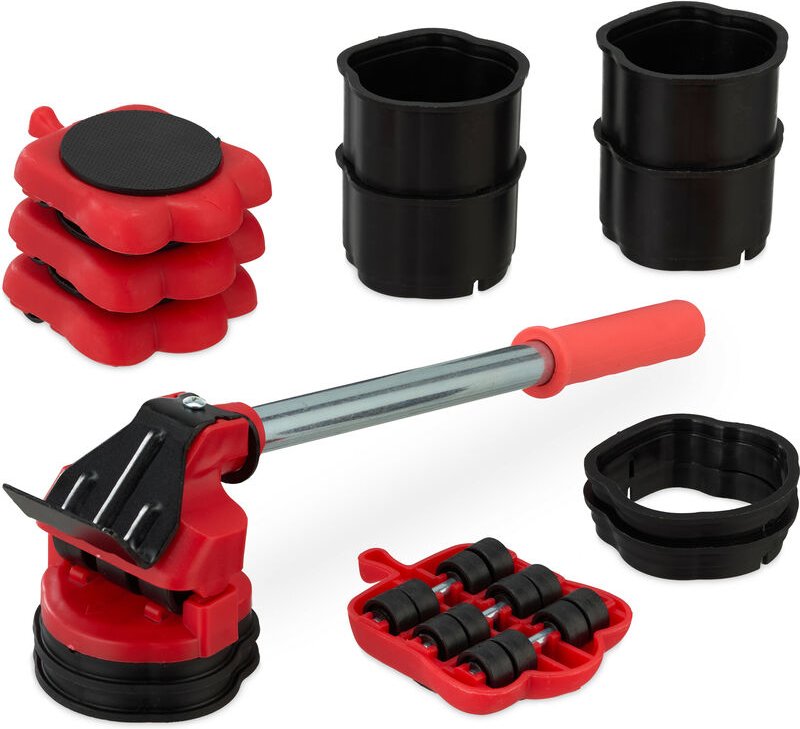 Relaxdays - Möbelheber und Möbelroller Set, Transportrollen Möbel, bis 150 kg, drehbar, 8 Aufsätze, Möbelverschieber, ro...