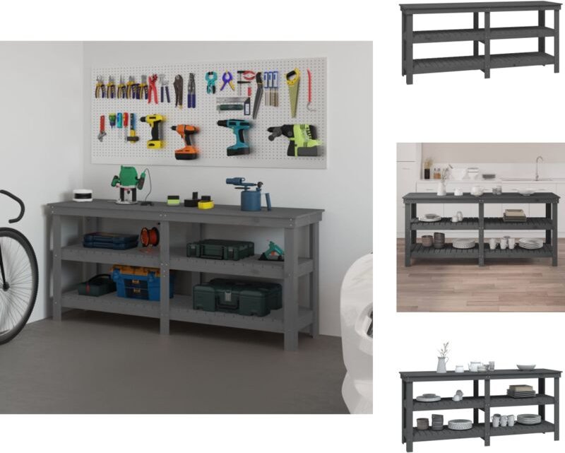 Vidaxl - Werkbänke - Living Werkbank Grau 181x50x80 cm Massivholz Kiefer - Grau