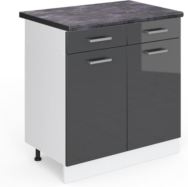 Vicco - Küchenunterschrank R-Line, Anthrazit Hochglanz, 80 cm , ap Anthrazit
