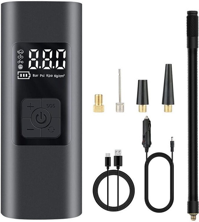 6000 mAh Mini Tragbarer Kompressor Autoreifenfüller 150 Psi Elektrische Fahrradpumpe mit SOS-Licht Wiederaufladbare Luft...