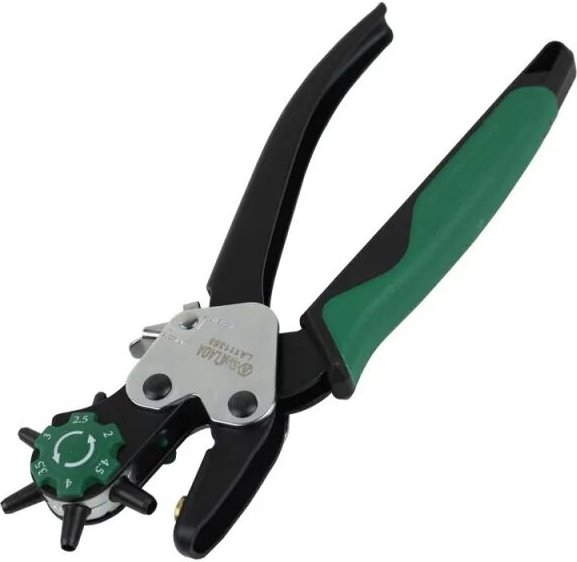 Tragbare Ösenzange für Planen, rotierende Leder-Lochzange, 6-Loch-Lochzange (2–4,5 mm), Stanzwerkzeug für Gürtel