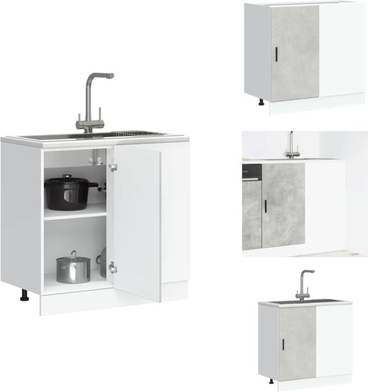 Spülenunterschrank Betongrau Holzwerkstoff - Spülenunterschrank - Spülenunterschränke - Küchenunterschrank - Unterschran...