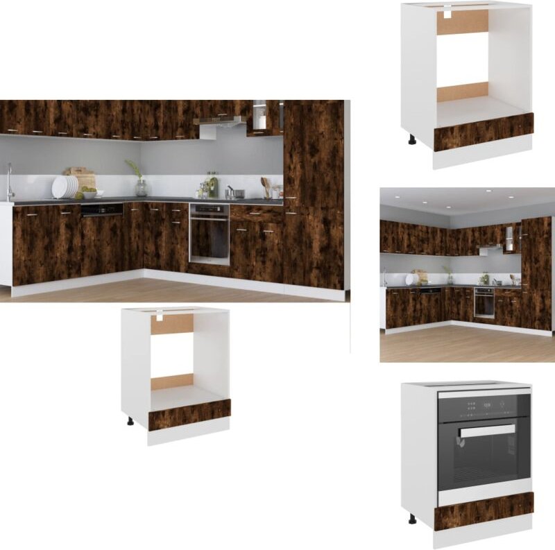 Herdumbauschrank Räuchereiche 60x46x81,5 cm Holzwerkstoff - Herdumbauschrank - Backofenschrank - Küchenmöbel - Holzschra...