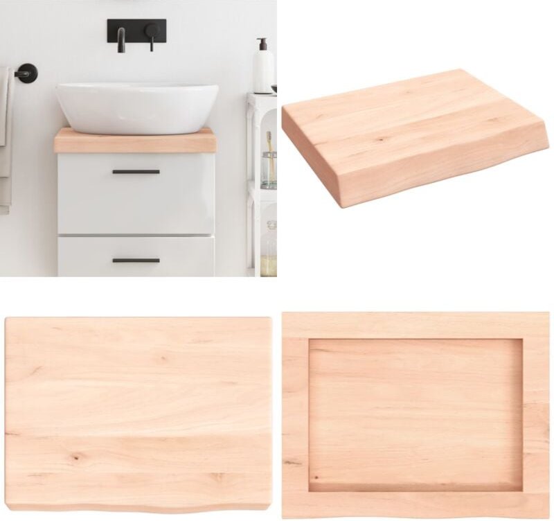Waschtischplatte 40x30x(2-6) cm Massivholz Unbehandelt - Waschtischplatte - Eiche - Holzarbeitsplatte - Badmöbel - Massi...