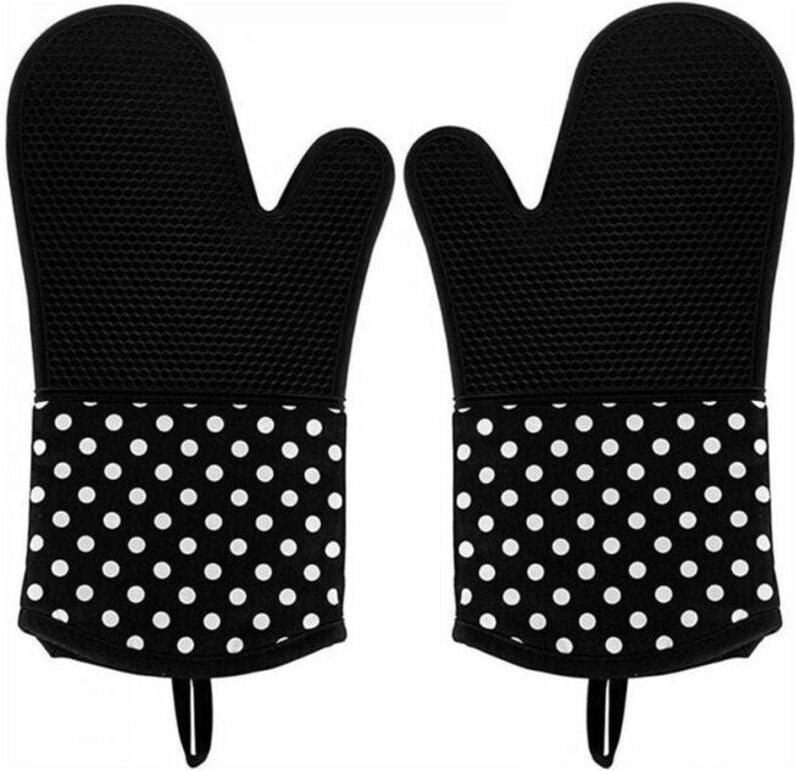 Thumbnail - Schwarz 1 Paar Küchenhandschuhe Ofenhandschuhe 300°C Grillhandschuhe Hitzebeständige Silikon-Kochhandschuhe zum bbq Koch...