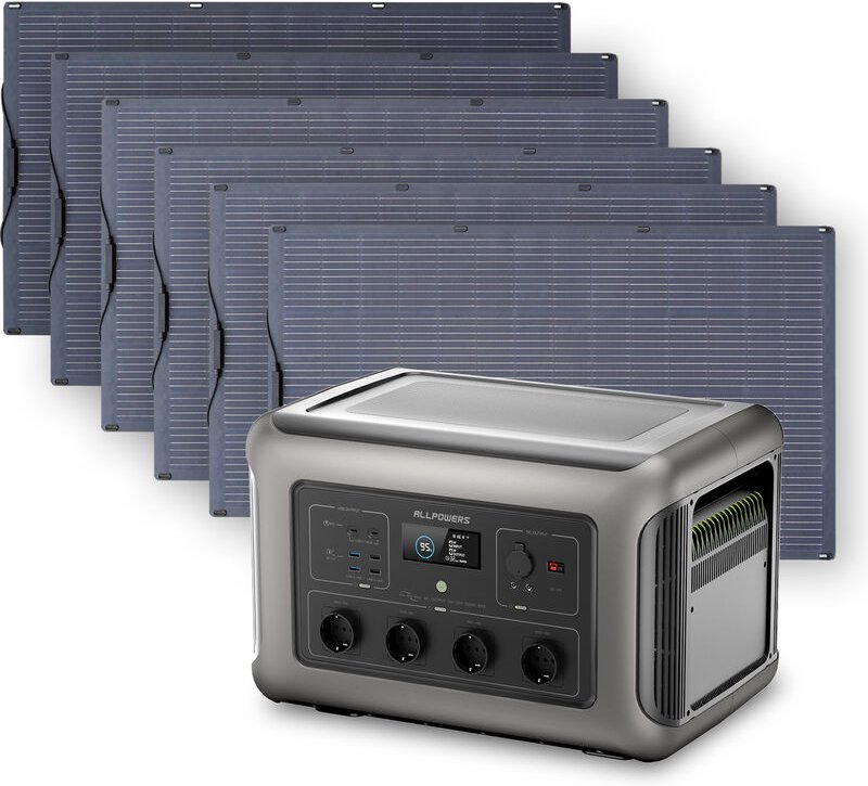 Home Battery Power Station LiFePO4 3168 Wh, Voice Control With 6Pcs 200W Flexible Monocrystalline Solar Panel For Home B...